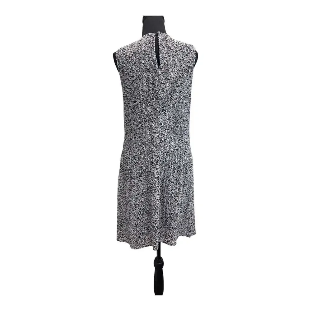 Michael Kors Navy And White Floral Drop Waist Dress Size L